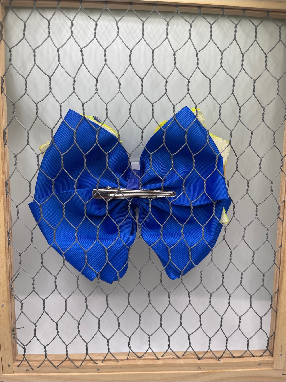Handmade Blue & Yellow Gothic Fantasy Hair Bow - Picture 13 of 14
